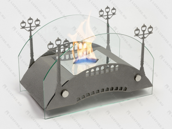 Настольный биокамин Lux Fire &amp;quot;Пушкинский мост&amp;quot; М (серебро)