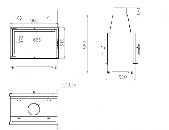 Каминная топка двойная 90x51 C Echa Tech